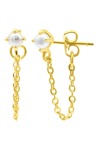 Shop Adornia Chain & Freshwater Pearl Front/back Earrings In Gold