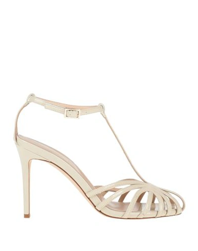 Shop Semicouture Woman Sandals Cream Size 11 Polyurethane In White