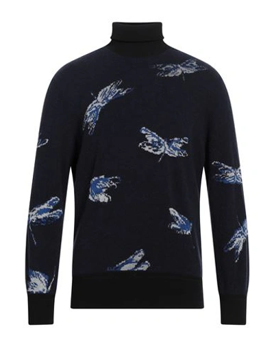 Maison Flaneur Maison Flâneur Man Turtleneck Midnight Blue Size 38 Virgin Wool, Polyamide, Viscose, Cashmere, Cotto In Blue