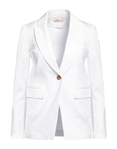 Shop Camicettasnob Woman Blazer White Size 10 Cotton, Polyester, Elastane