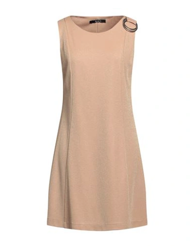 Shop Siste's Woman Mini Dress Sand Size L Viscose, Polyester, Polyamide, Elastane In Beige