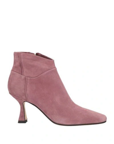 Shop Pomme D'or Woman Ankle Boots Mauve Size 7.5 Soft Leather In Purple