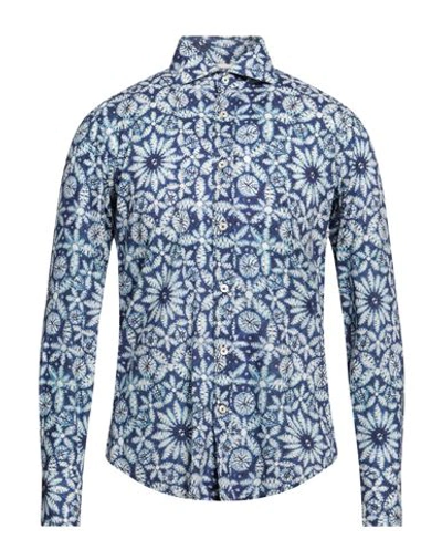 Shop Tintoria Mattei 954 Man Shirt Blue Size 17 ½ Cotton