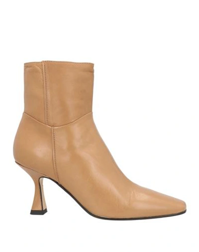 Shop Pomme D'or Woman Ankle Boots Camel Size 8 Soft Leather In Beige