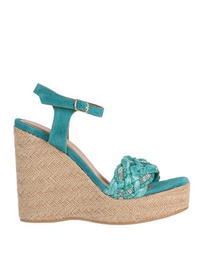 Shop Islo Isabella Lorusso Woman Espadrilles Deep Jade Size 8 Soft Leather, Textile Fibers In Green