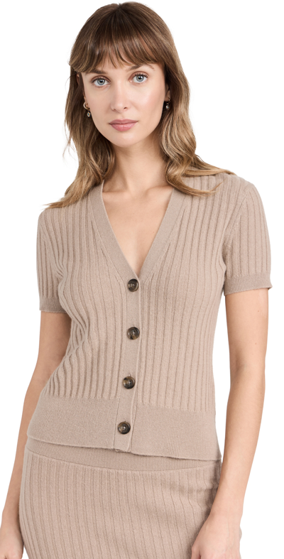 Shop James Perse Recycled Cashmere Wide Rib Cardigan Mocha