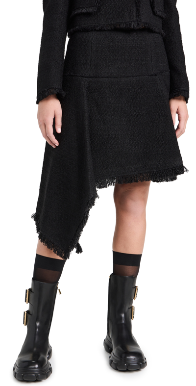 Shop Juunj Unbalance Tweed Skirt Black