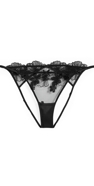 Shop Fleur Du Mal Sequin Violet Embroidery Ouvert Panties Black