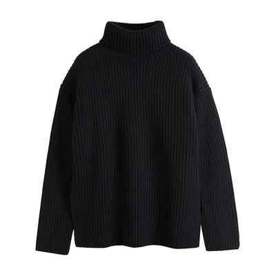 Shop Chinti & Parker Rib-knit Cashmere Rollneck Sweater In Black