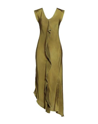 Shop High Woman Maxi Dress Military Green Size 6 Rayon, Cupro