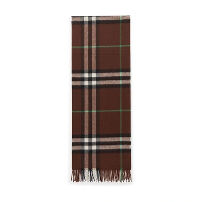 Shop Burberry Large Checked Scarf In Brown