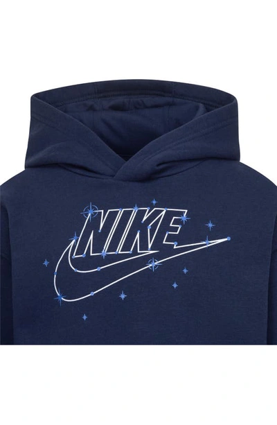 Shop Nike Kids' Shine Logo Pullover Hoodie In Midnight Navy