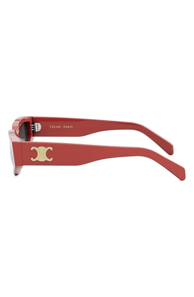 Shop Celine Triomphe 54mm Geometric Sunglasses In Shiny Red / Smoke