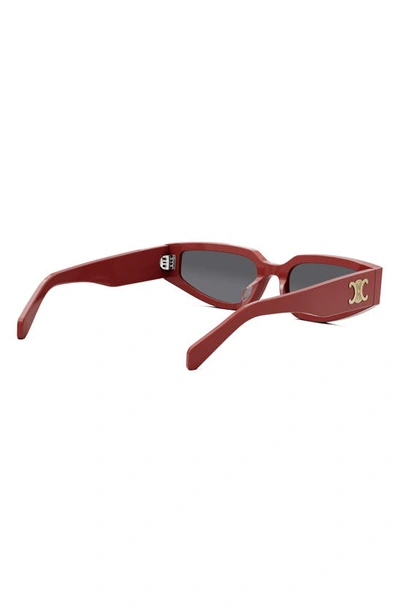 Shop Celine Triomphe 54mm Geometric Sunglasses In Shiny Red / Smoke