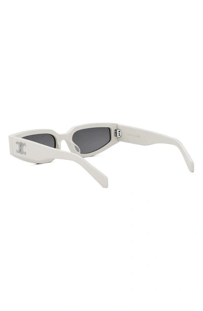 Shop Celine Triomphe 54mm Geometric Sunglasses In Ivory / Smoke