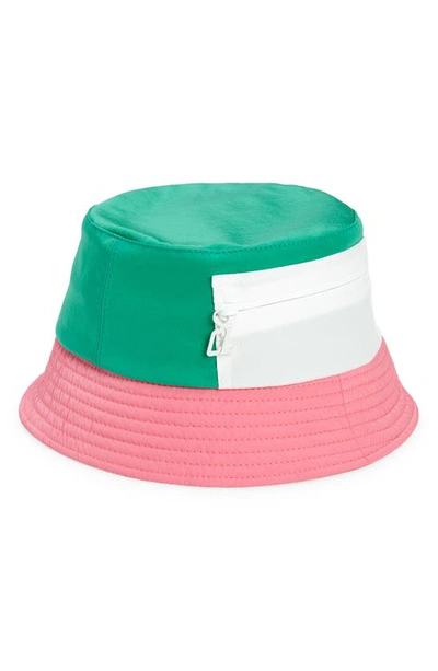 Shop Christian Louboutin Bobiviz Colorblock Bucket Hat With Detachable Visor In Detox-bianco-pink/ Yellow Ab