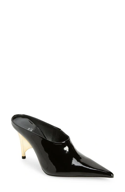 Shop Jeffrey Campbell Vader Pointed Toe Mule In Black Patent Gold