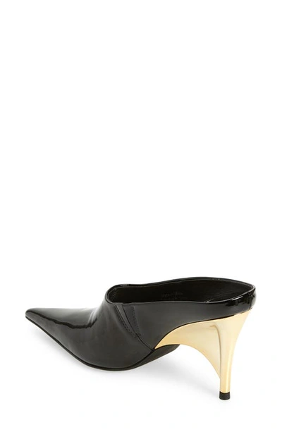 Jeffrey Campbell Vader Pointed Toe Mule In Black Patent Gold