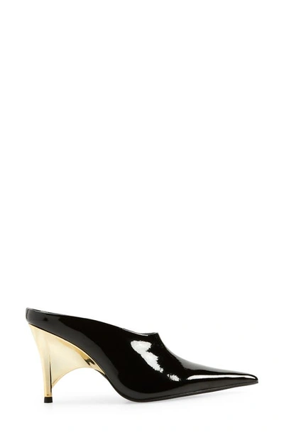 Shop Jeffrey Campbell Vader Pointed Toe Mule In Black Patent Gold