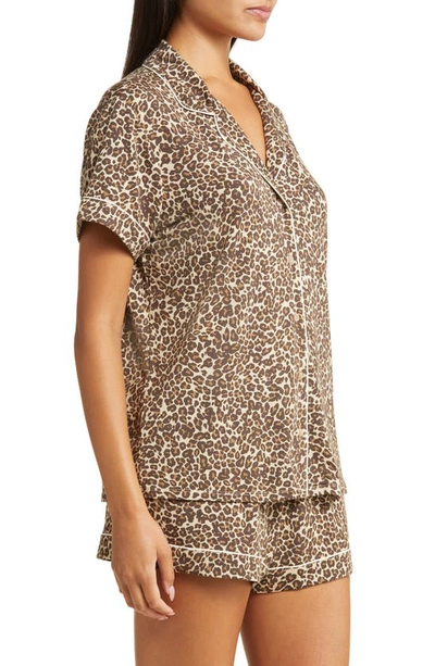 Shop Nordstrom Moonlight Eco Short Pajamas In Tan Leopard Spots