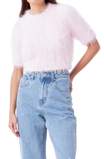 Shop Endless Rose Fuzzy Sweater In Pink