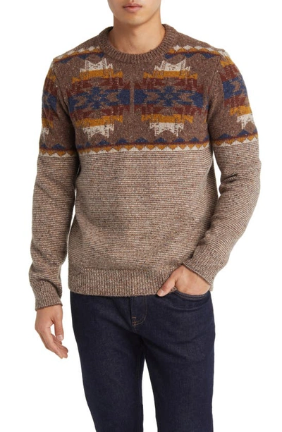 Shop Faherty X Doug Good Feather Donegal Wool Blend Crewneck Sweater In Brown Earth Fire