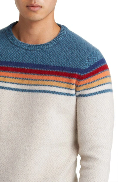 Shop Faherty Donegal Stripe Wool Crewneck Sweater In Coastal Sun Ombre