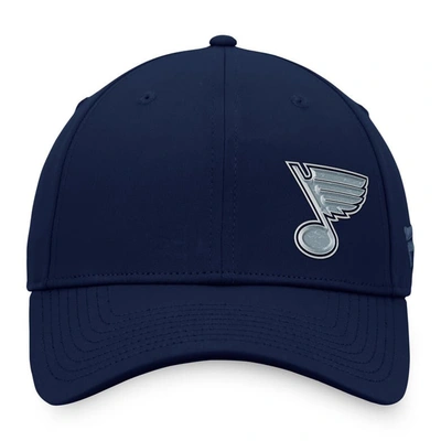 Shop Fanatics Branded  Navy St. Louis Blues Authentic Pro Road Offset Logo Adjustable Hat