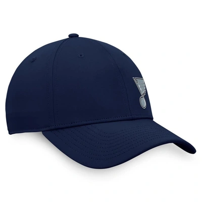 Shop Fanatics Branded  Navy St. Louis Blues Authentic Pro Road Offset Logo Adjustable Hat