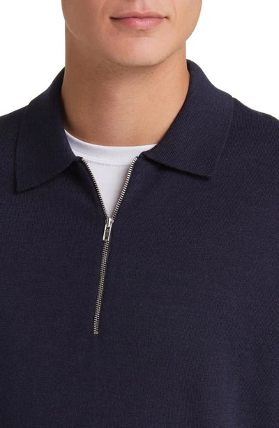 Shop Nn07 Quarter Zip Wool Polo Sweater In Navy Multi