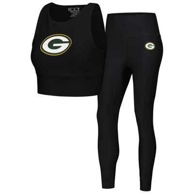 Shop Kadi Brand Black Green Bay Packers Leggings & Midi Bra Set
