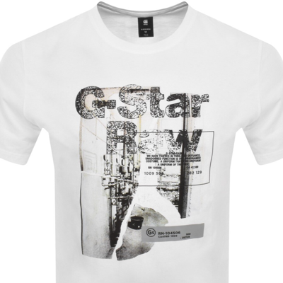 Shop G-star G Star Raw Originals Hq Print Logo T Shirt White