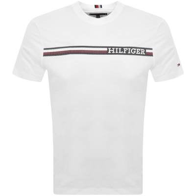 Shop Tommy Hilfiger Monotype Chest Stripe T Shirt White