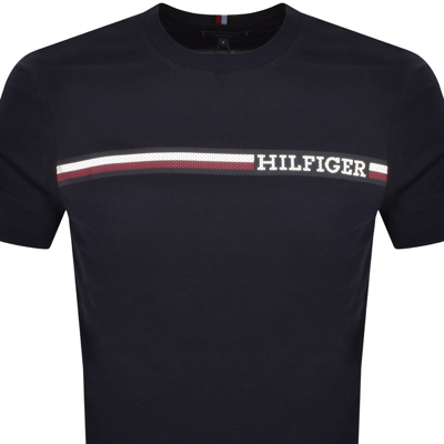 Shop Tommy Hilfiger Monotype Chest Stripe T Shirt Navy
