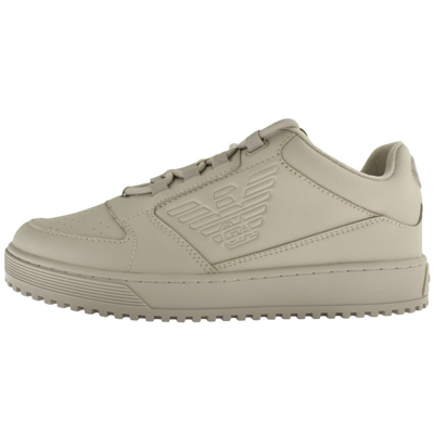 Shop Armani Collezioni Emporio Armani Logo Trainers Grey