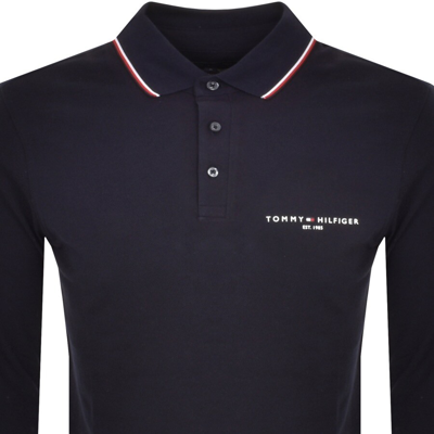 Shop Tommy Hilfiger Long Sleeve Polo T Shirt Navy