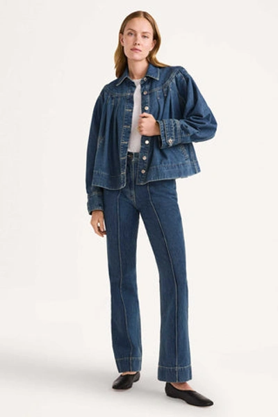 Shop Merlette Easton Denim Jacket In Mid-blue Wash