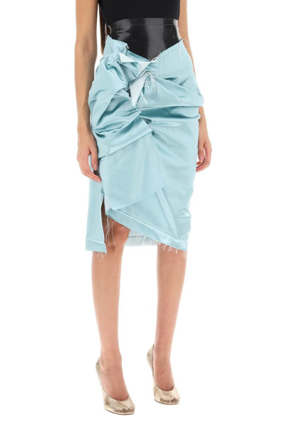 Shop Maison Margiela Layered Drape Skirt In Blue