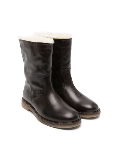 Shop Bonpoint Kids Brown Wild Leather Boots