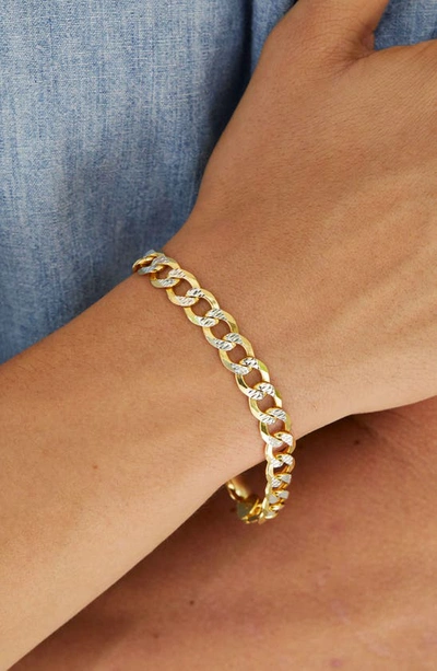 Shop Savvy Cie Jewels Two-tone Curb Chain Bracelet In Yellow Gold