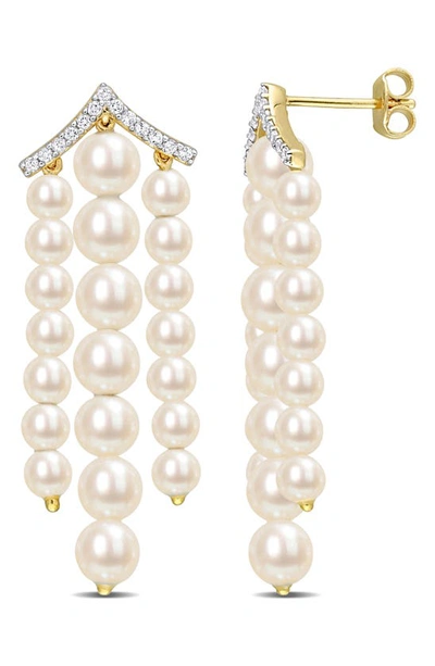 Shop Delmar White Topaz 3.5–5.5mm Cultured Freshwater Pearl Drop Earrings