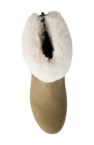 Dkny Faux Fur Wedge Bootie In Light Military/ Vanilla