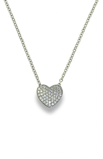 Shop Liza Schwartz Pavé Heart Necklace In Silver