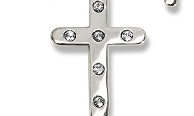 Liza Schwartz Pavé Cross Lariat Necklace In Silver