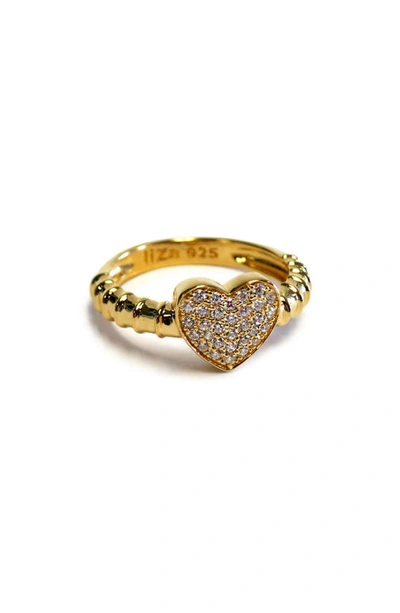Shop Liza Schwartz Pavé Cz Heart Ring In Gold