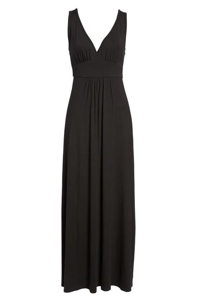 Shop Loveappella V-neck Jersey Maxi Dress In Black