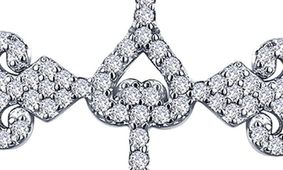 Shop Lafonn Simulated Diamond Fleur De Lis Pavé Cross Pendant Necklace In Silver