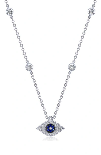Shop Lafonn Simulated Diamond & Lab Grown Sapphire Evil Eye Necklace In White/ Sapphire