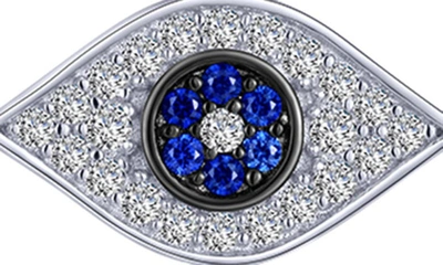 Shop Lafonn Simulated Diamond & Lab Grown Sapphire Evil Eye Necklace In White/ Sapphire