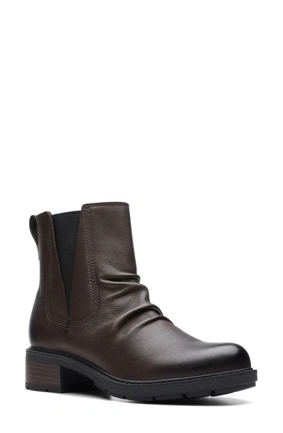 Clarks Hearth Rose Slouch Boot In Dark Brown Lea